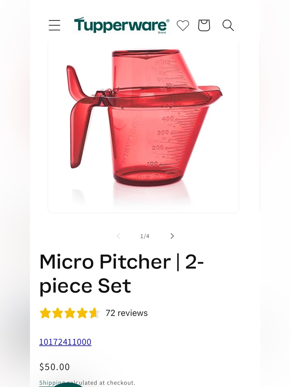 Tupperware Translucent Red Micro Pitcher Set